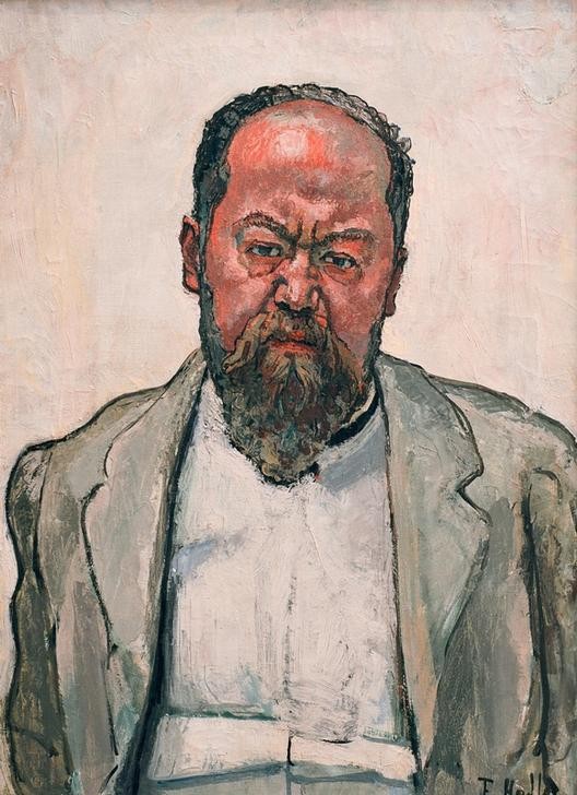 Ferdinand Hodler, Bildnis Matthias Morhardt, Halbfigur (Jugendstil,Mann,Mensch,Bart,Portrait,Schweizerische Kunst,Brustbild)