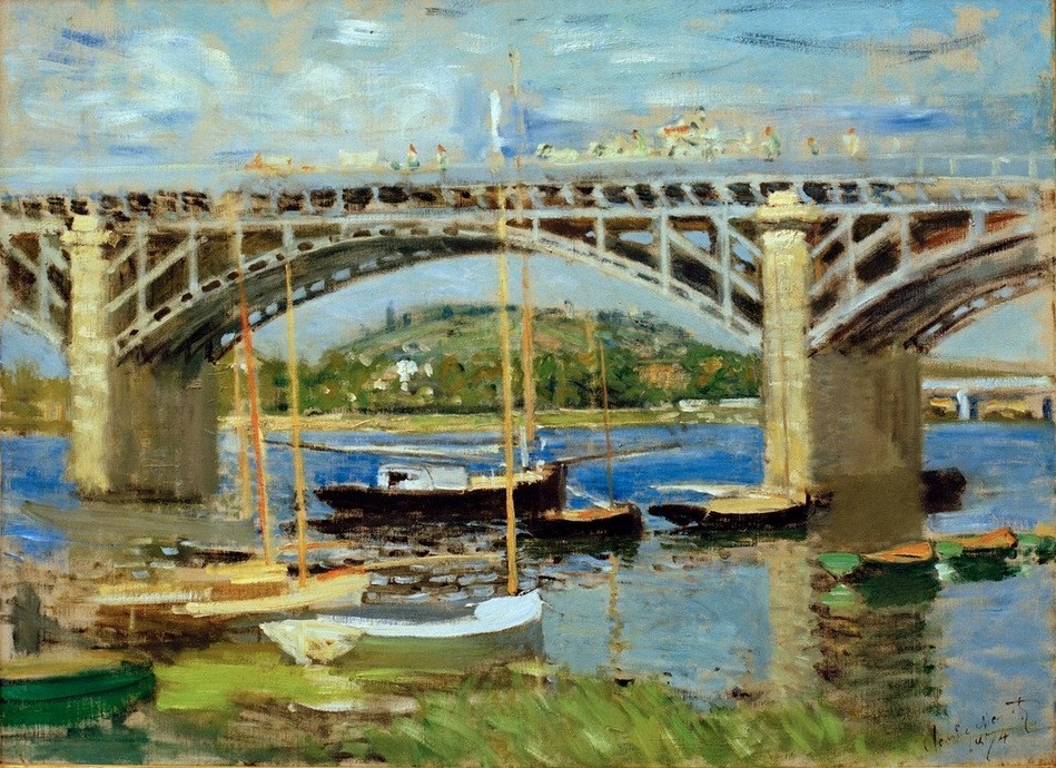 Claude Monet, Seinebrücke von Argenteuil (Brücke,Landschaft,Impressionismus,Französische Kunst,Eisenbrücke)