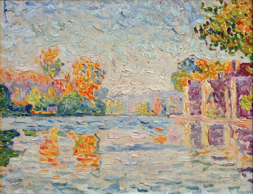 Paul Signac, Die Seine bei Samois (Landschaft,Fluss,Pointillismus,Französische Kunst,Jahrhundertwende)