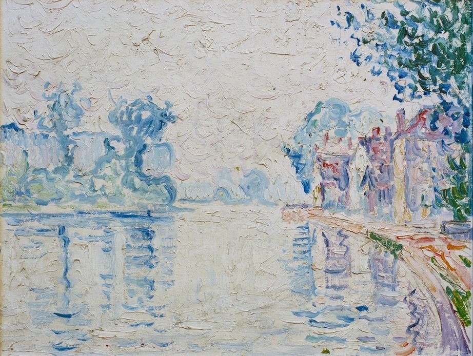 Paul Signac, Die Seine bei Samois (Landschaft,Fluss,Pointillismus,Französische Kunst,Jahrhundertwende)