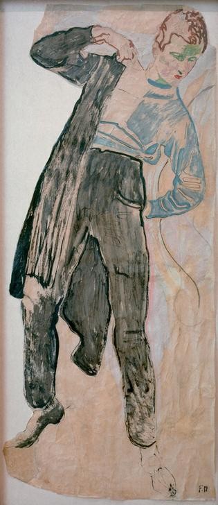 Ferdinand Hodler, Jenenser Student 1813 (Geschichte,Jugendstil,Befreiungskriege,Student,Ankleiden,Mobilmachung,Studie,Schweizerische Kunst,Freiwilligenarmee)