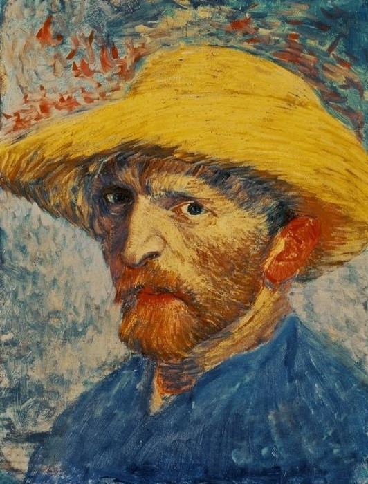 Vincent van Gogh, Selbstbildnis mit gelbem Strohhut (Künstler,Maler (Künstler),Mann,Mode,Selbstbildnis,Portrait,Strohhut,Niederländische Kunst,Person,Genie)