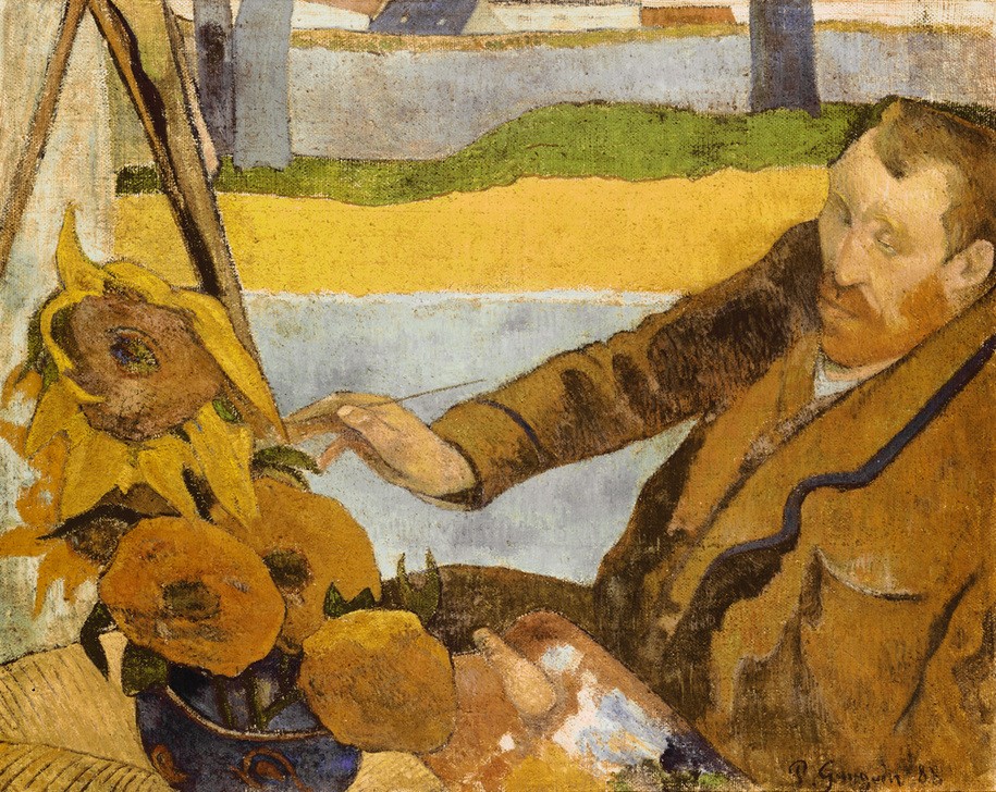 Paul Gauguin, Vincent van Gogh, Sonnenblumen malend (Botanik,Künstler,Maler (Künstler),Mann,Sonnenblume,Impressionismus,Künstler Bei Der Arbeit,Portrait,Französische Kunst,Person)