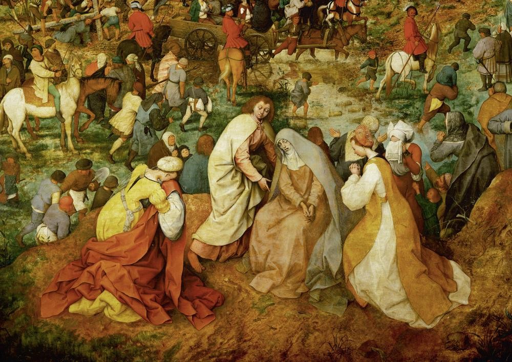 Pieter Brueghel der Ältere, Die Kreuztragung Christi (Christentum,Heilige,Hinrichtung,Kreuz,Recht,Religion,Renaissance,Maria Mit Kind,Neues Testament,Bibel,Apostel,Jungfrau,Sünde,Kreuztragung,Niederländische Kunst,Passion Christi,Ausschnitt)