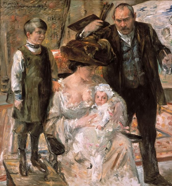 Lovis Corinth, Der Künstler und seine Familie (Kinderbild In Der Kunst,Damenmode,Deutsche Kunst,Familie,Grafiker,Kind,Künstler,Maler (Künstler),Mann,Mode,Mutter Und Kind,Vater,Impressionismus,Hut,Vater Und Sohn,Selbstbildnis,Portrait,Vater Und Kind,Mutter,Mutter Und Säugling,Kind Berühmter Persönlichk)