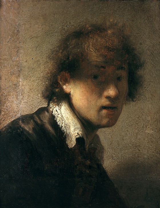 Rembrandt Harmenszoon van Rijn, Jugendliches Selbstbildnis (Jugend (Lebensalter),Künstler,Kunst,Maler (Künstler),Mann,Barock,Selbstbildnis,Portrait,Niederländische Kunst,Holländische Kunst,Person,Junger Mann)