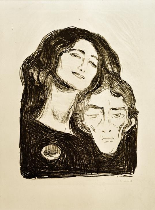 Edvard Munch, Salome (Christentum,Frau,Kunst,Liebe,Liebespaar,Mann,Mensch,Religion,Femme Fatale,Neues Testament,Bibel,Expressionismus,Norwegische Kunst,Jahrhundertwende,Skandinavische Kunst,Signatur)