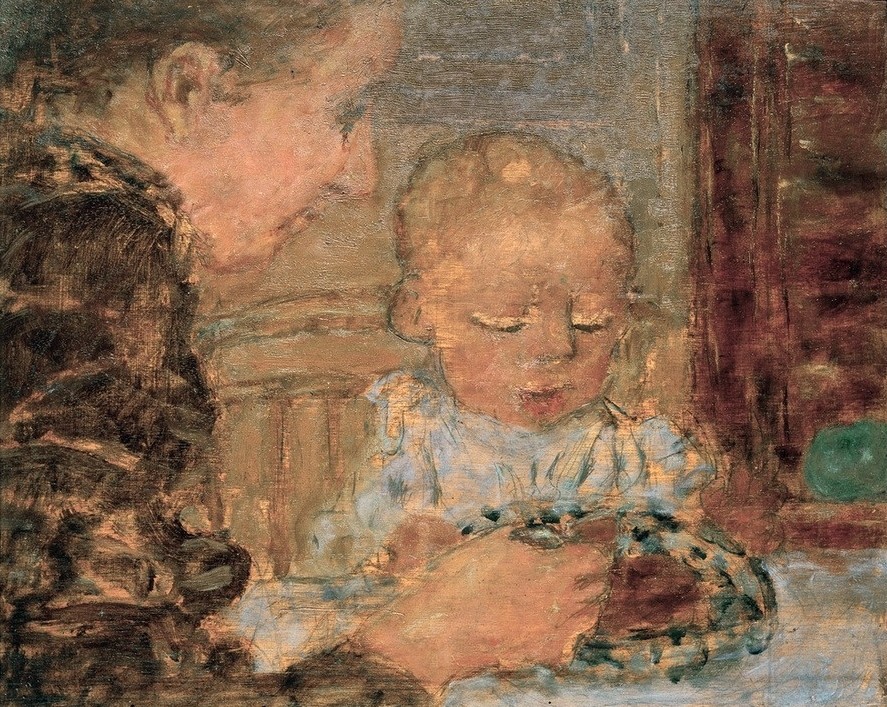 Pierre Bonnard, Mère et enfant (Mutter und Kind, Kleinkind, Teller, Fütterung, Kinderleben, Gesellschaft, Post-Impressionismus,  Wohnzimmer, Wunschgröße, Klassische Moderne)