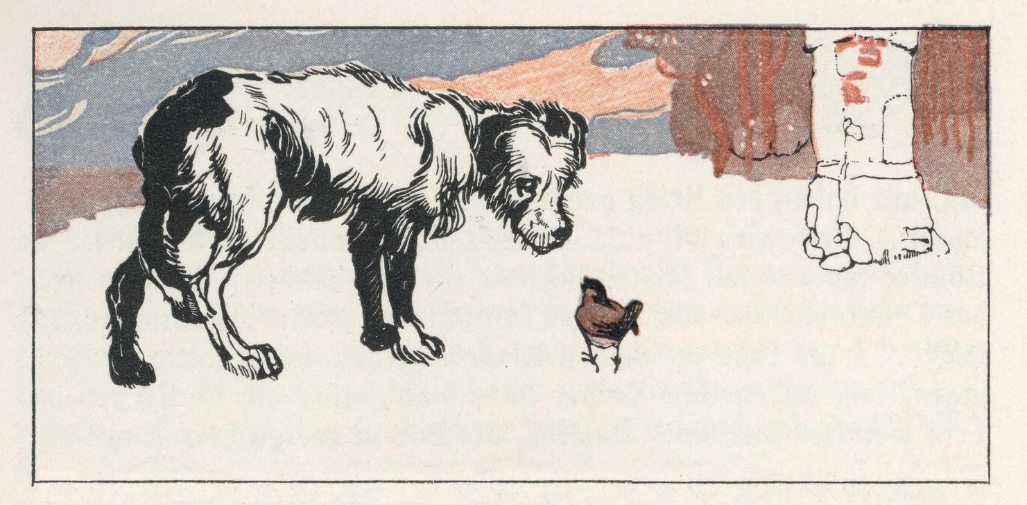 Carl Fahringer, Unbekannt (KINDER- UND JUGENDBUCH, LITERATUR, MÄRCHEN, VOGEL, HUND, MORAL, ÖSTERREICHISCHE KUNST, SPERLING (VOGEL), ILLUSTRATION, BUCHILLUSTRATION, SAMMLUNG AKG-IMAGES, GERLACH & WIEDLING, PERSON, SYMBOLIK)