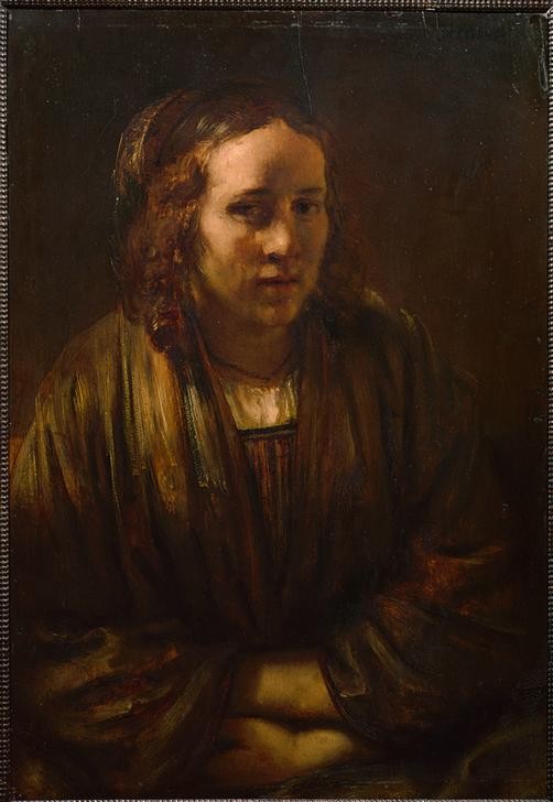 Rembrandt Harmenszoon van Rijn, Bildnis der Hendrickje Stoffels (Frau,Kunst,Maler (Künstler),Barock,Portrait,Künstlerfrau,Niederländische Kunst,Holländische Kunst,Halbfigur)