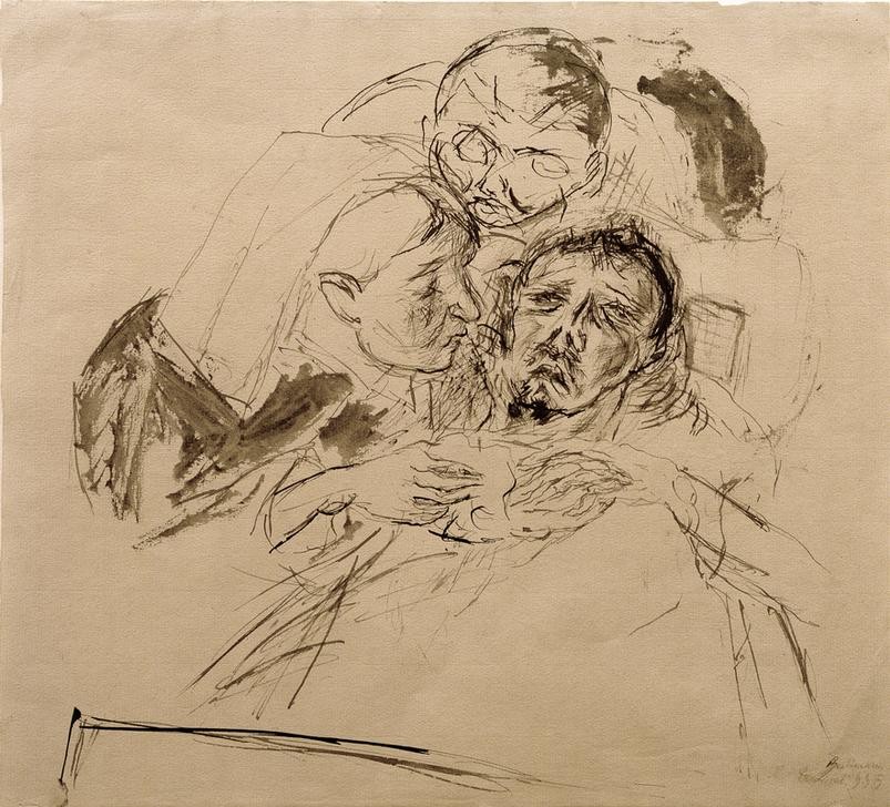 Max Beckmann, untitled (Sterbender, Tod, Trauer, Zeichnung, Expressionismus, Klassische Moderne, Wunschgröße,  schwarz/weiß)