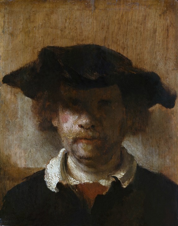 Rembrandt Harmenszoon van Rijn, Selbstbildnis (Künstler,Maler (Künstler),Mann,Hut,Barock,Selbstbildnis,Portrait,Niederländische Kunst,Person)