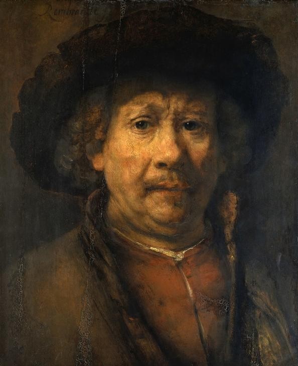 Rembrandt Harmenszoon van Rijn, Das kleine Selbstbildnis (Künstler,Maler (Künstler),Mann,Barock,Selbstbildnis,Portrait,Niederländische Kunst,Brustbild,Person)