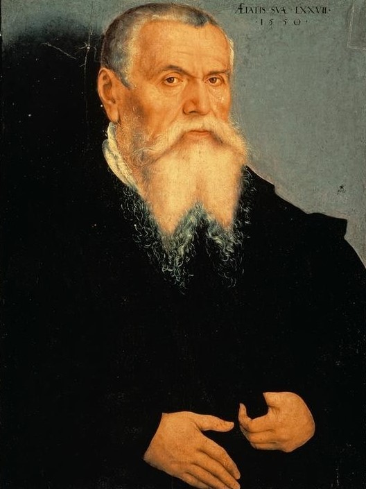 Lucas Cranach der JÜngere, Lucas Cranachs d. Ä. (Deutsche Kunst,Künstler,Kupferstecher,Maler (Künstler),Mann,Zeichner,Alter,Bart,Renaissance,Hand,Portrait,Vollbart,Person)