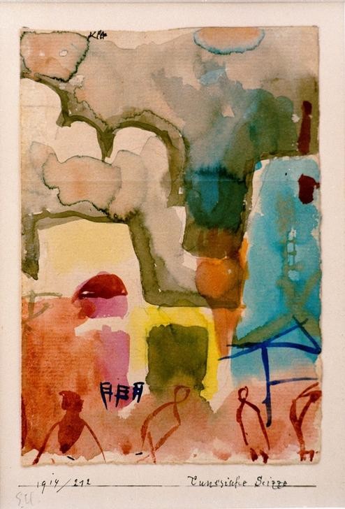 Paul Klee, Tunesische Scizze (Architektur,Deutsche Kunst,Kunst,Strassencafe,Der Blaue Reiter,Architekturdarstellung,Schweizerische Kunst,Cafe,Die Tunisreise, Klassische Moderne, Wunschgröße, Wohnzimmer, Treppenhaus)