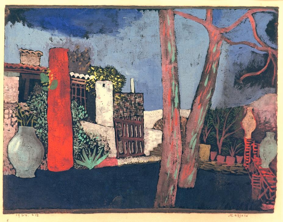 Paul Klee, Mazzaro (Architektur,Bauhaus,Botanik,Vase,Architekturdarstellung,Schweizerische Kunst,Süden,Garten, Klassische Moderne, Wunschgröße, Wohnzimmer, Treppenhaus)