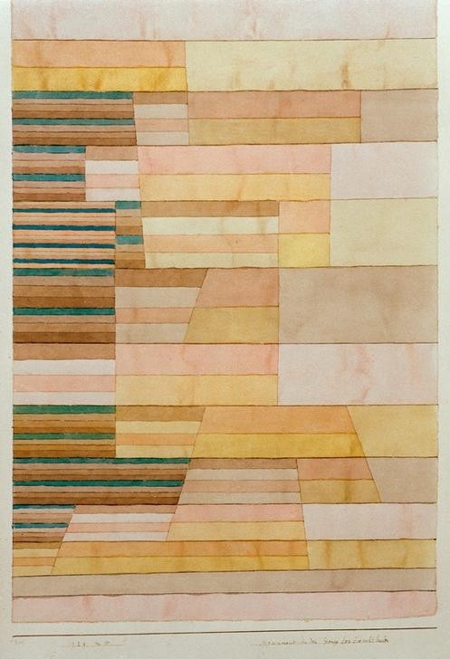 Paul Klee, Monument an der Grenze des Fruchtlandes (Architektur,Bauhaus,Landschaft,Architekturdarstellung,Schweizerische Kunst, Klassische Moderne, Wunschgröße, Wohnzimmer, Treppenhaus)
