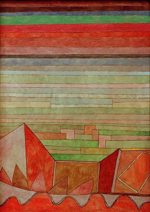 Paul Klee, Blick in das Fruchtland (Bauhaus,Landschaft,Pyramide,Ebene,Schweizerische Kunst, Klassische Moderne, Wunschgröße, Wohnzimmer, Treppenhaus)