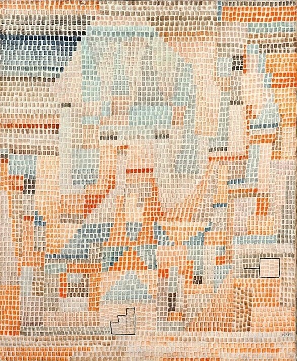 Paul Klee, Ruinen von Git (Architektur,Bauhaus,Ruine,Architekturdarstellung,Schweizerische Kunst,Ruinenlandschaft, Klassische Moderne, Wunschgröße, Wohnzimmer, Treppenhaus)
