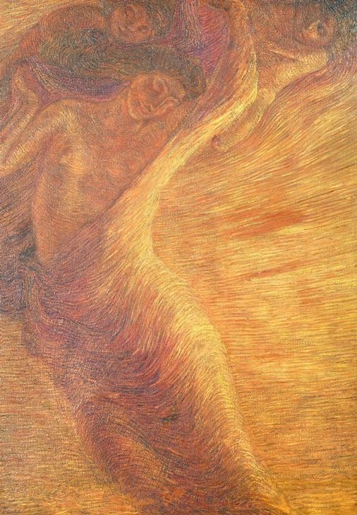 Previati Gaetano, The day (Geschichte,Symbolismus,Atelieraufnahme,Postimpressionismus,Sinnlichkeit)