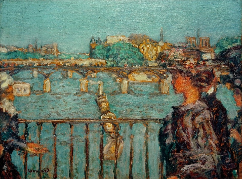 Pierre Bonnard, Le Pont des Arts (Stadt, Fluss, Paris, Seine, Brücke, Frauen, Araber, Gesellschaft, Post-Impressionismus,  Wohnzimmer, Wunschgröße, Klassische Moderne)