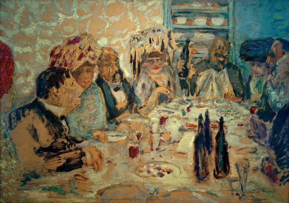 Pierre Bonnard, Un diner chez Vollard ou la cave de Vollard (Aendessen, Restaurant, Menschen, Gruppe, Gelage, Gesellschaft Weinkeller,  Post-Impressionismus, Esszimmer, Wohnzimmer, Wunschgröße, Klassische Moderne,)