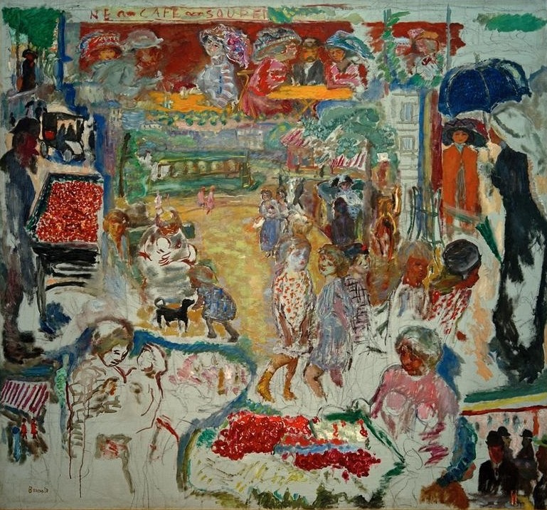 Pierre Bonnard, Grande décoration, scène de rue (Straßenszene, Stadt, Markt, Strassenbahn, Menschenmenge, Fussgänger,  Post-Impressionismus,  Wohnzimmer, Wunschgröße, Klassische Moderne,)