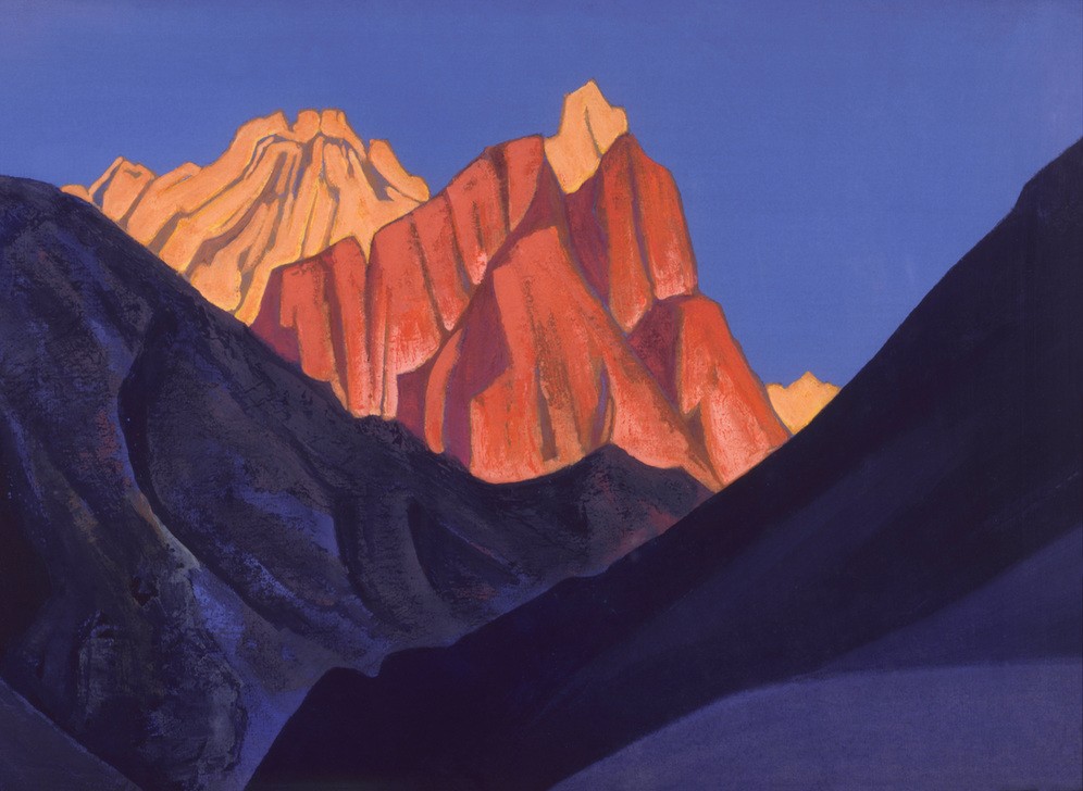 Nikolai Konstantinowitsch Roerich, Der Himalaya (Gebirge,Geographie,Kunst,Landschaft,Russische Kunst,Berg,Topographie,Abendrot)