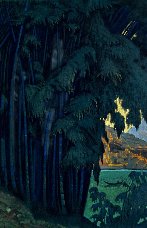 Nikolai Konstantinowitsch Roerich, Ashram, Ceylon (Kunst,Landschaft,Bambus,Russische Kunst,Ashram)