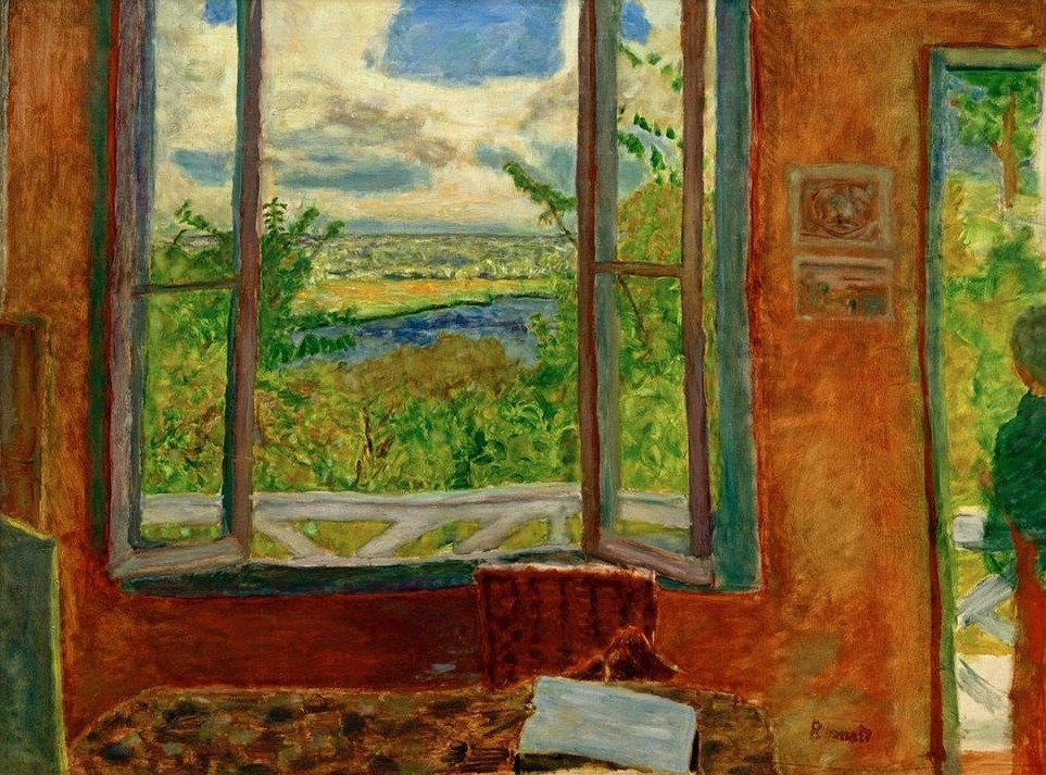 Pierre Bonnard, Offenes Fenster zur Seine (geöffnetes Fenster, Zimmer, Ausblick, Landschaft, Fluss, Seine, Frankreich, Post-Impressionismus,  Wohnzimmer, Wunschgröße, Klassische Moderne,)