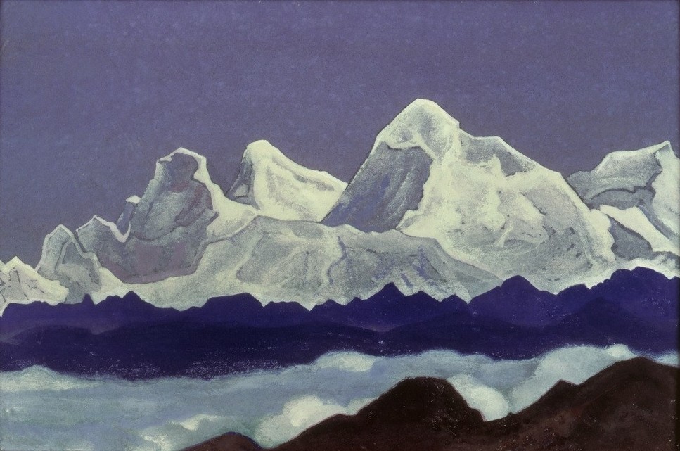 Nikolai Konstantinowitsch Roerich, Mount Everest (Gebirge,Geographie,Kunst,Landschaft,Schnee,Russische Kunst,Nebel,Berg,Topographie)