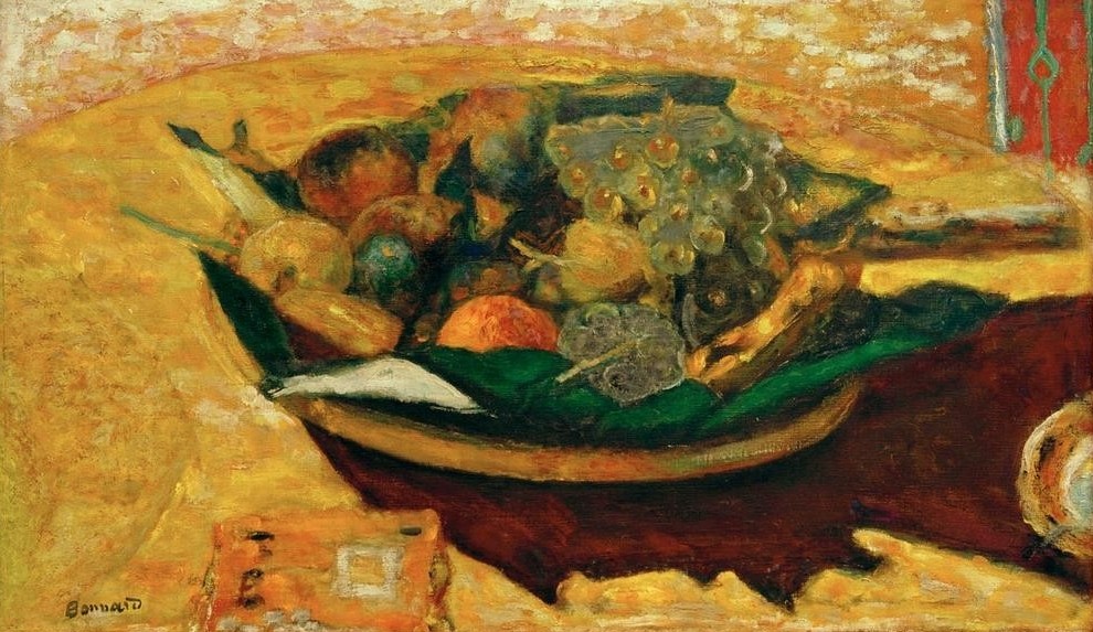 Pierre Bonnard, Coupe de fruits sur une table (Stillleben, Früchte, Obst, Schale, Obstschale, Post-Impressionismus, Esszimmer, Wohnzimmer, Wunschgröße, Klassische Moderne,)