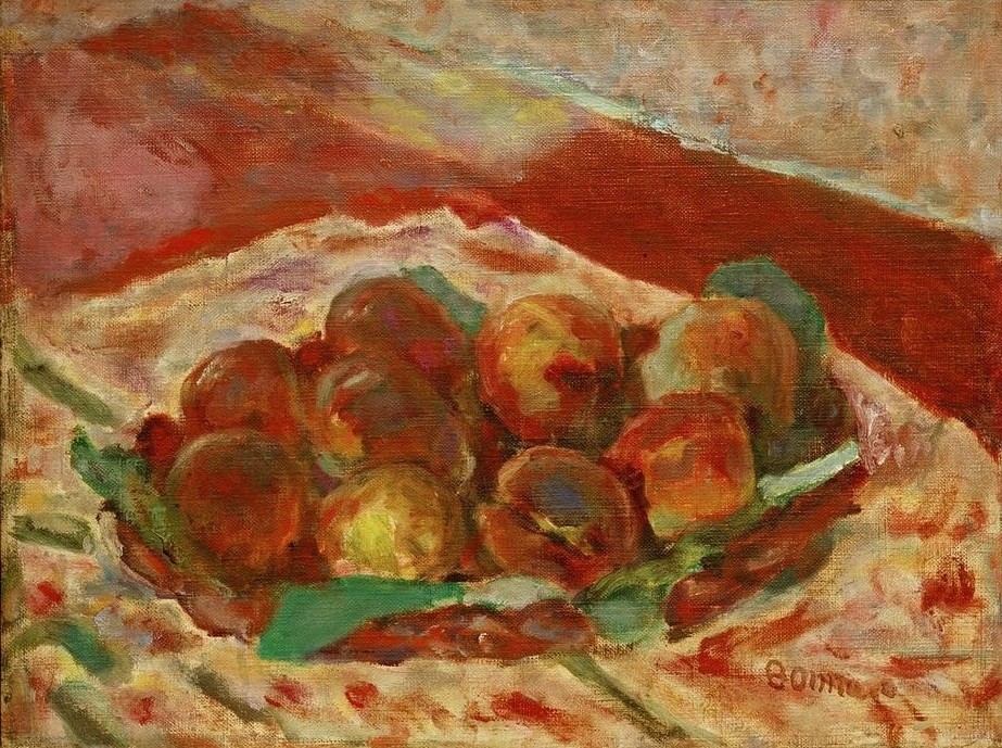 Pierre Bonnard, Panier de pêches (Stillleben, Früchte, Obst, Obstteller, Pfirsiche, Korb,  Post-Impressionismus, Wohnzimmer, Esszimmer, Wunschgröße, Klassische Moderne,)