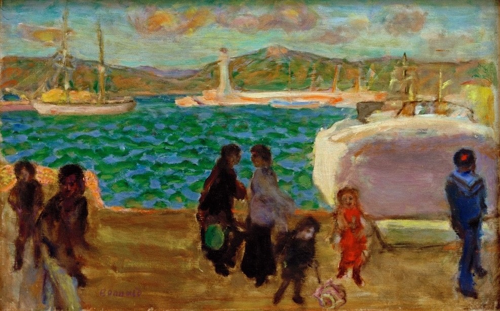 Pierre Bonnard, Le golfe embrumé (ciel de mistral) (Hafen,Kunst,Landschaft,Meteorologie,Spaziergang,Wetter,Meer,Impressionismus,Nebel,Wind,Französische Kunst,Mistral,Bucht,Nabis,Quai,Golf (Bucht),Schifffahrt)