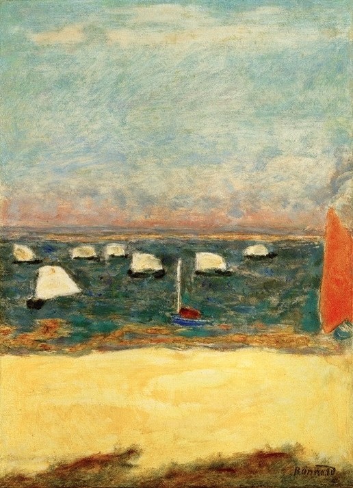 Pierre Bonnard, Les Voilliers, Régates (Kunst,Landschaft,Segeln,Sport,Strand,Meer,Segelboot,Regatta,Französische Kunst,Nabis,Schifffahrt)