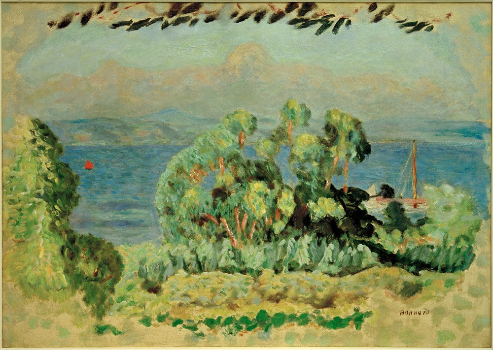 Pierre Bonnard, Les Eucalyptus (Küste,Kunst,Landschaft,Meer,Impressionismus,Baum,Französische Kunst,Nabis,Eukalyptus,Baumgruppe)