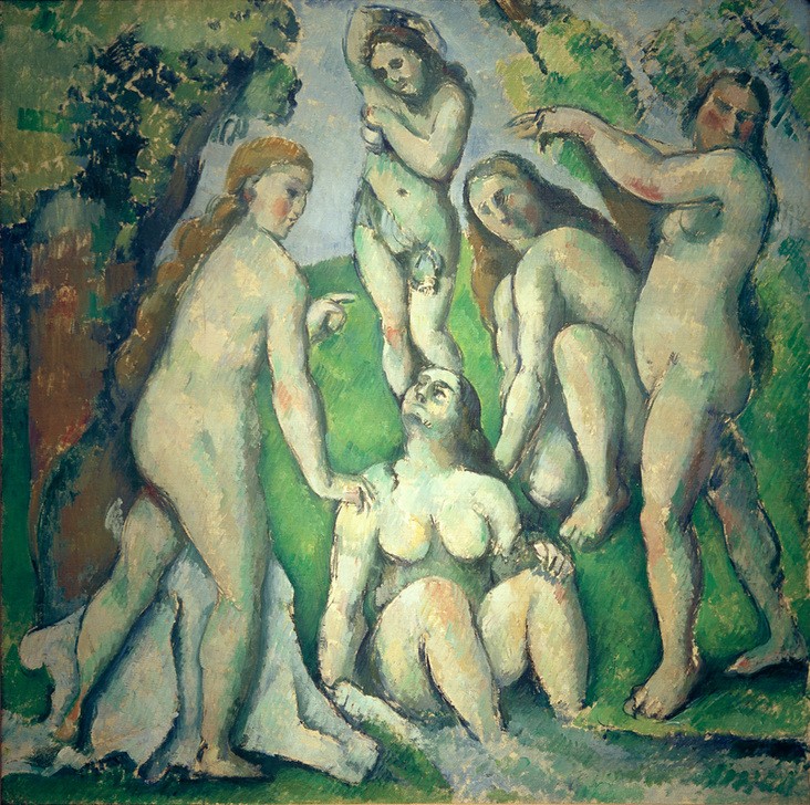Paul Cézanne, Fünf Badende (Bad Im Freien,Bad,Frau,Gruppenbild,Kunst,Impressionismus,Akt,Französische Kunst,Frauenleben)