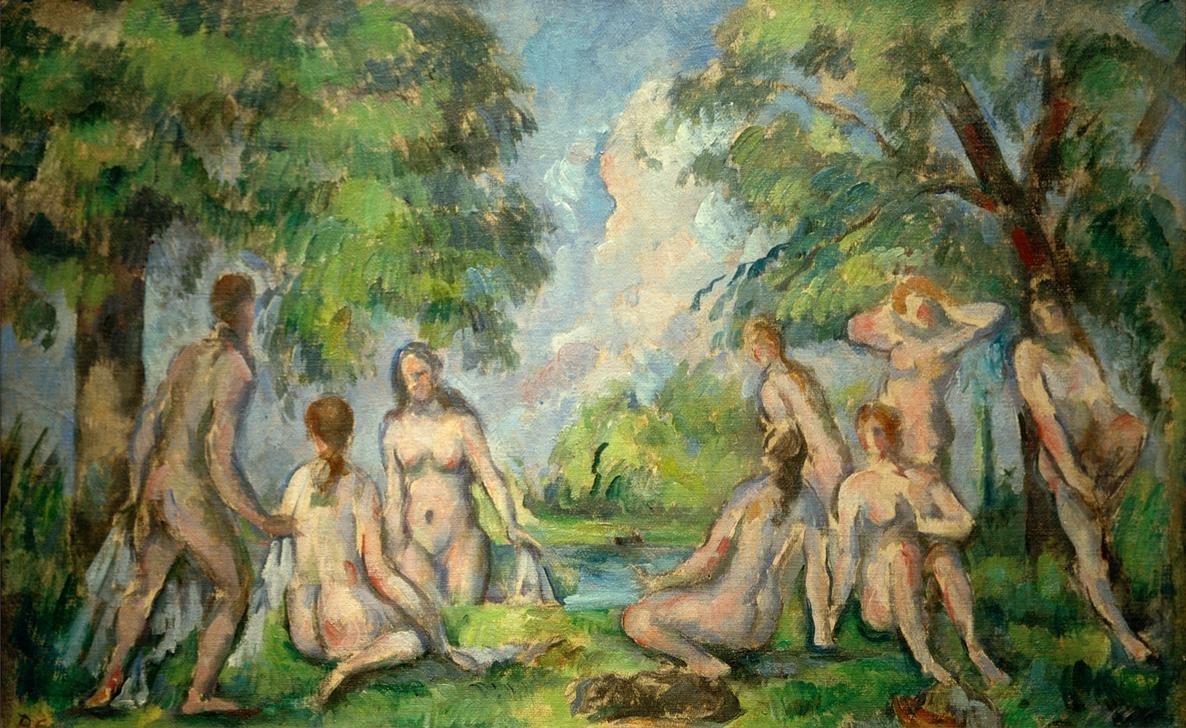 Paul Cézanne, Badende (Bad Im Freien,Bad,Frau,Gruppenbild,Kunst,Impressionismus,Akt,Studie,Französische Kunst,Im Freien (Allgemein),Naturverbundenheit)