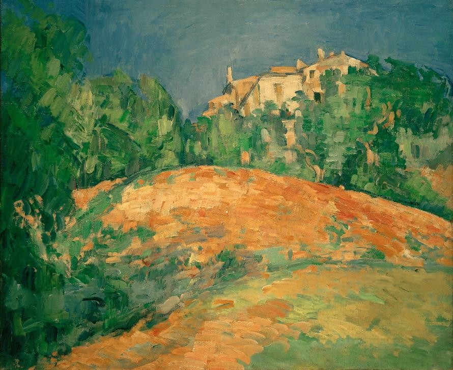 Paul Cézanne, Das Haus Bellevue auf dem Hügel (Haus,Kunst,Landschaft,Wohnhaus (Allgemein),Impressionismus,Architekturdarstellung,Französische Kunst,Hügel)