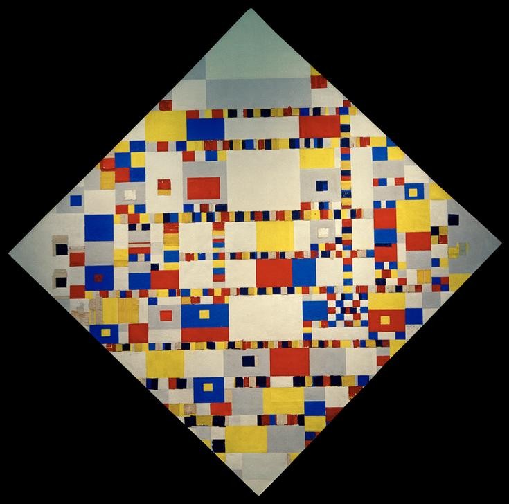 Piet Mondrian, Victory Boogie Woogie (Kunst,Tanz,Sieg (Erfolg),Geometrisch,Abstrakte Kunst,Niederländische Kunst,Rechteck,Quadrat,Rhythmik,Boogie-Woogie,Farbigkeit,Neo-Plastizismus,Farbe)