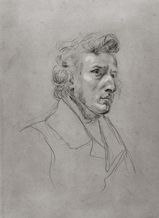 Eugene Delacroix, Frederic Chopin (Komponist,Mann,Musik,Pianist,Portrait,Französische Kunst,Person)