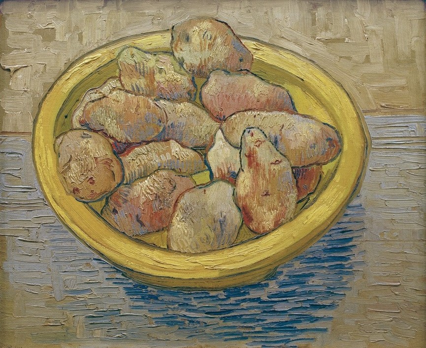 Vincent van Gogh, Stilleben mit Kartoffeln in gelber Schüssel (Kunst,Nahrungsmittel,Kartoffel,Stillleben,Niederländische Kunst,Holländische Kunst,Pellkartoffeln,Schüssel)