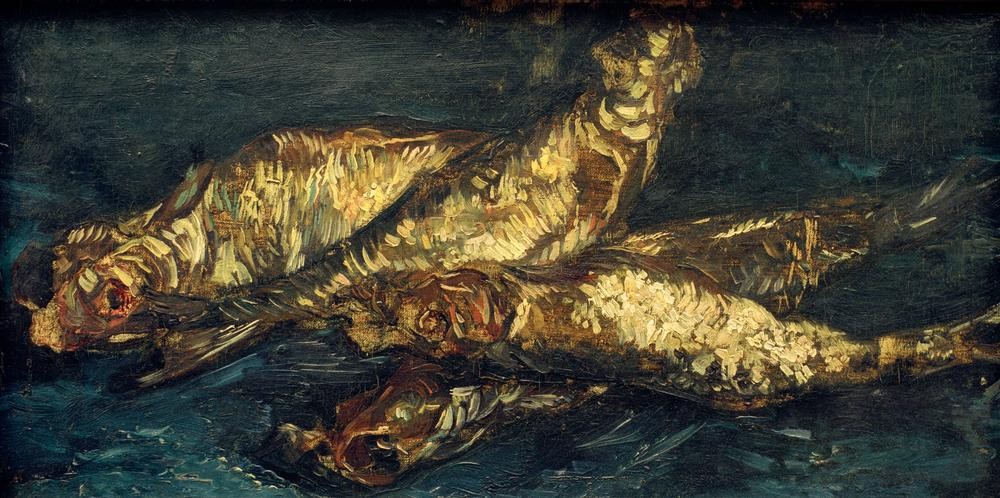 Vincent van Gogh, Stilleben mit Bücklingen (Kunst,Nahrungsmittel,Fisch,Stillleben,Niederländische Kunst,Holländische Kunst,Bückling)