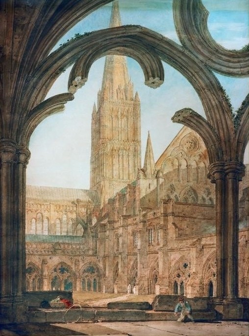JOSEPH MALLORD WILLIAM TURNER, South view from the cloisters, Salisbury Cathedral (Geographie,Kreuzgang,Vedute,Architekturdarstellung,Romantik,Topographie,Kathedrale)
