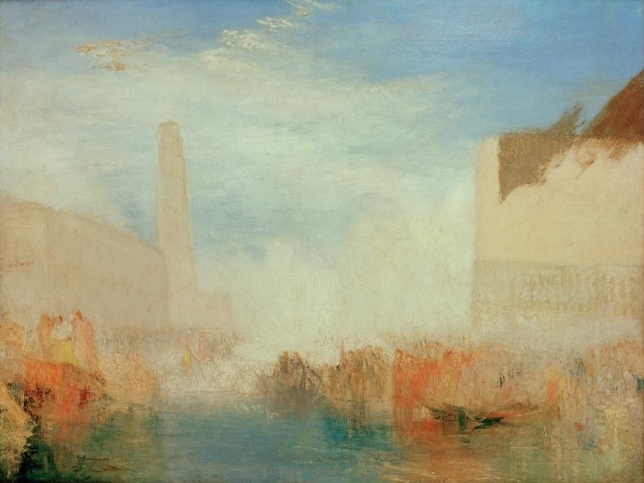 JOSEPH MALLORD WILLIAM TURNER, Venice: The Piazetta with the Ceremony of the Doge marrying (Doge,Geographie,Hochzeit,Szene,Meer,Vedute,Englische Kunst,Zeremonie,Romantik,Topographie)