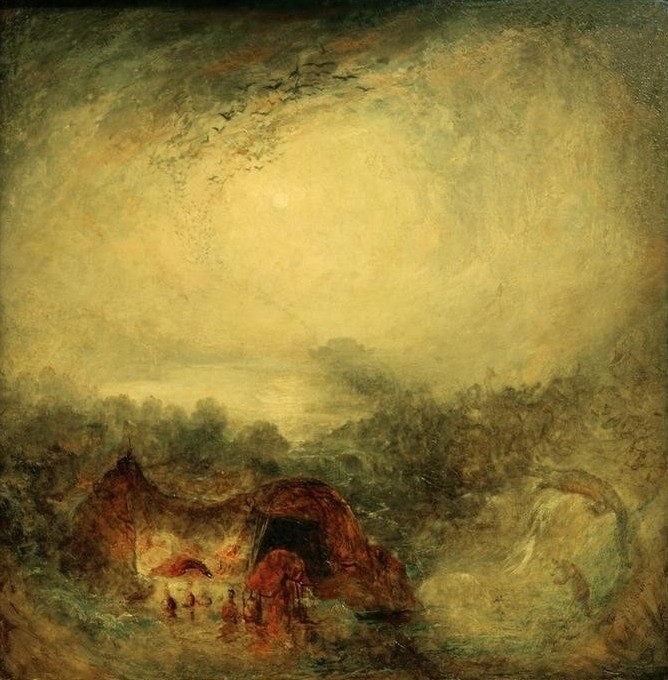 JOSEPH MALLORD WILLIAM TURNER, The Evening of the Deluge (Tageszeiten,Abend,Altes Testament,Bibel,Überschwemmung,Sintflut,Englische Kunst,Naturkatastrophe,Romantik,Jüdisch-Christlich)