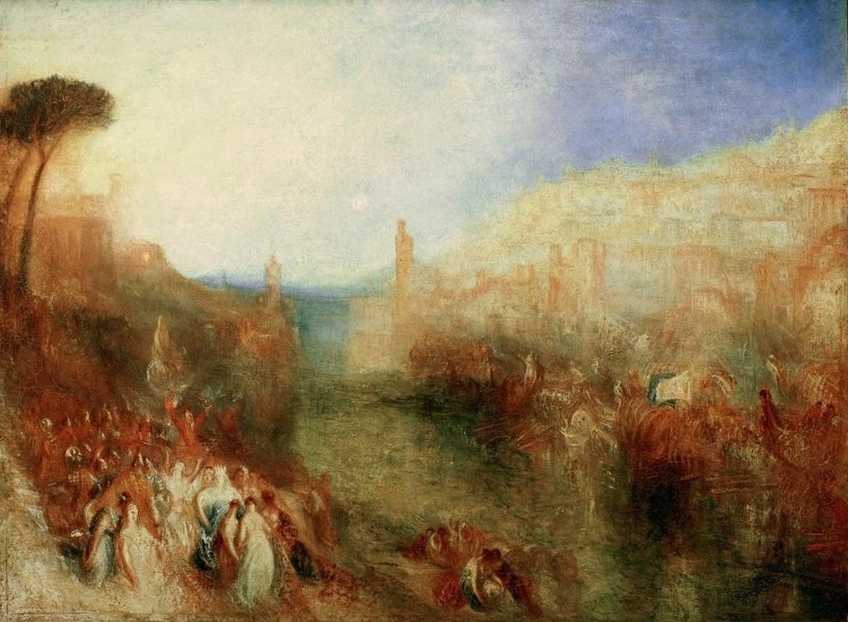 JOSEPH MALLORD WILLIAM TURNER, The Departure of the Fleet (Abschied (Verabschieden),Mythologie,Englische Kunst,Historienmalerei,Romantik,Griechisch-Römische Mythologie)
