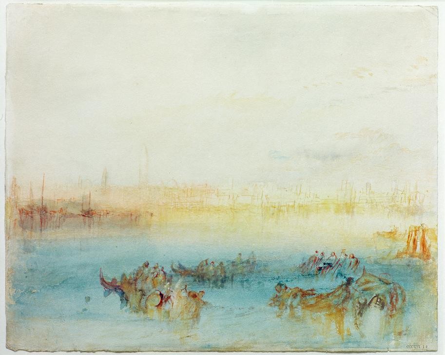JOSEPH MALLORD WILLIAM TURNER, Venice: The Riva degli Schiavoni from the Channel to the Li (Geographie,Lagune,Englische Kunst,Romantik,Topographie)