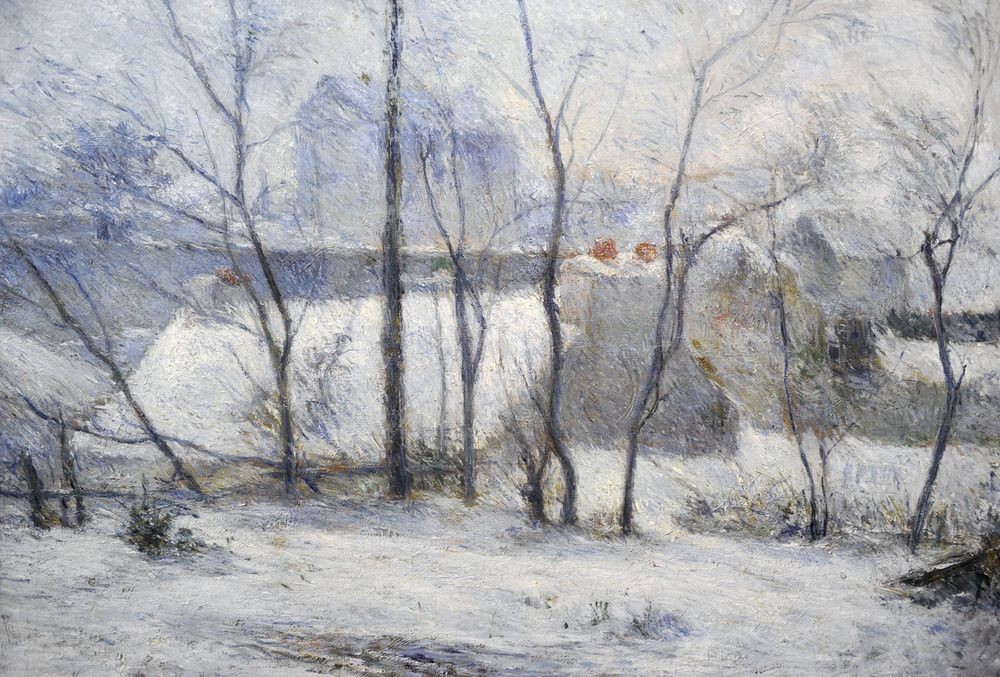 Paul Gauguin, Winter Landscape (Bilder,Gesellschaft,Kommunismus,Kunst,Museum,Öl,Religion,Szene,Theater,Tod,Wasser,Winter,Schnee,Bühne,Kader,Schneesturm,Kälte,Malen,Postimpressionismus,Landwirtschaft)