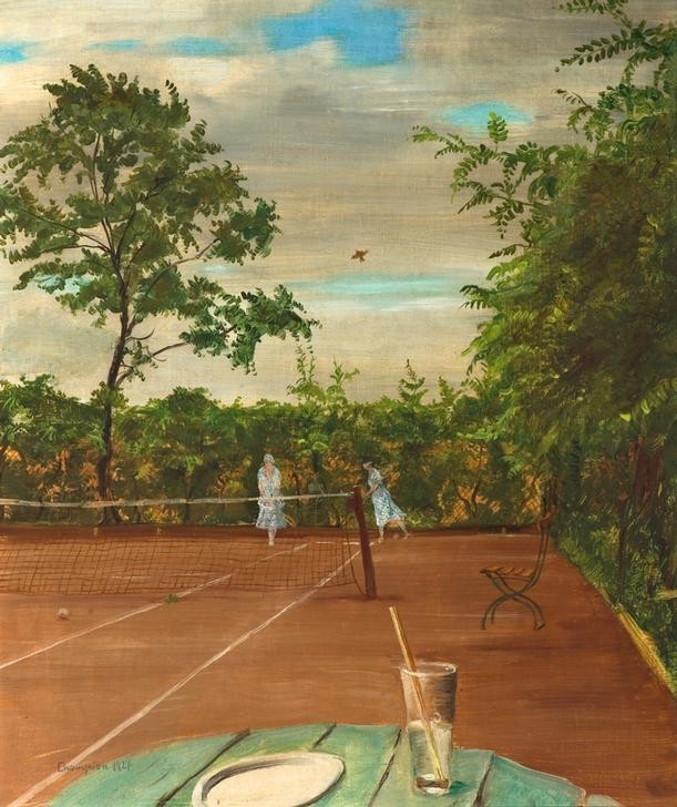 Theo Champion, Unbekannt (Tennnisplatz, Sport, Frauen, Gartentisch, Spiel, Neoimpressionismus, Moderne, Wunschgröße, Wohnzimmer)